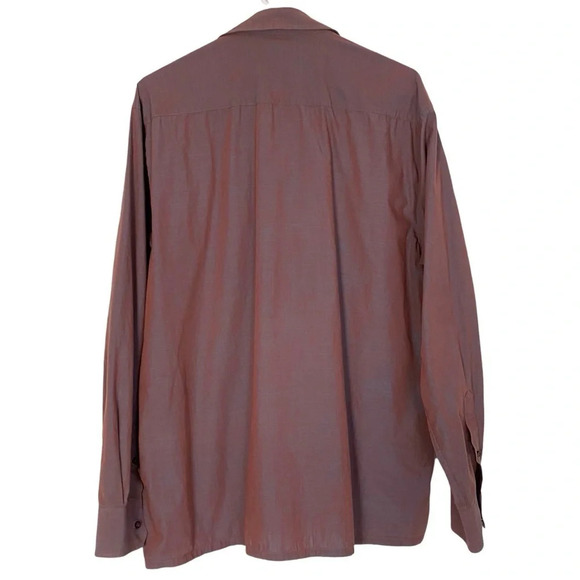 Azzaro Button Down Shirt Mens XXL Iridescent Blue Gray Pink Fine Cotton Pocket - Picture 2 of 12